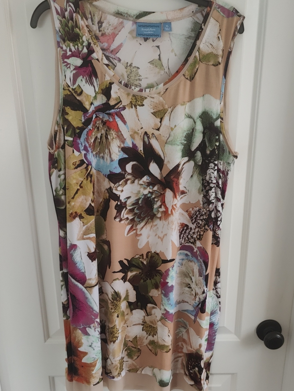 Simply Vera Vera Wang Beige Multi Floral Sleeveless Dress